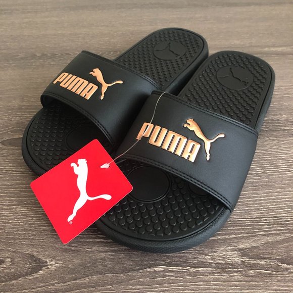 Puma Shoes - NWT Puma Slides in Black/Rose Gold Size 8